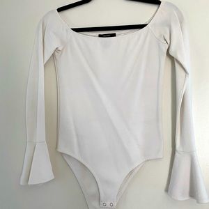 XS Bell Sleeve White Bodysuit